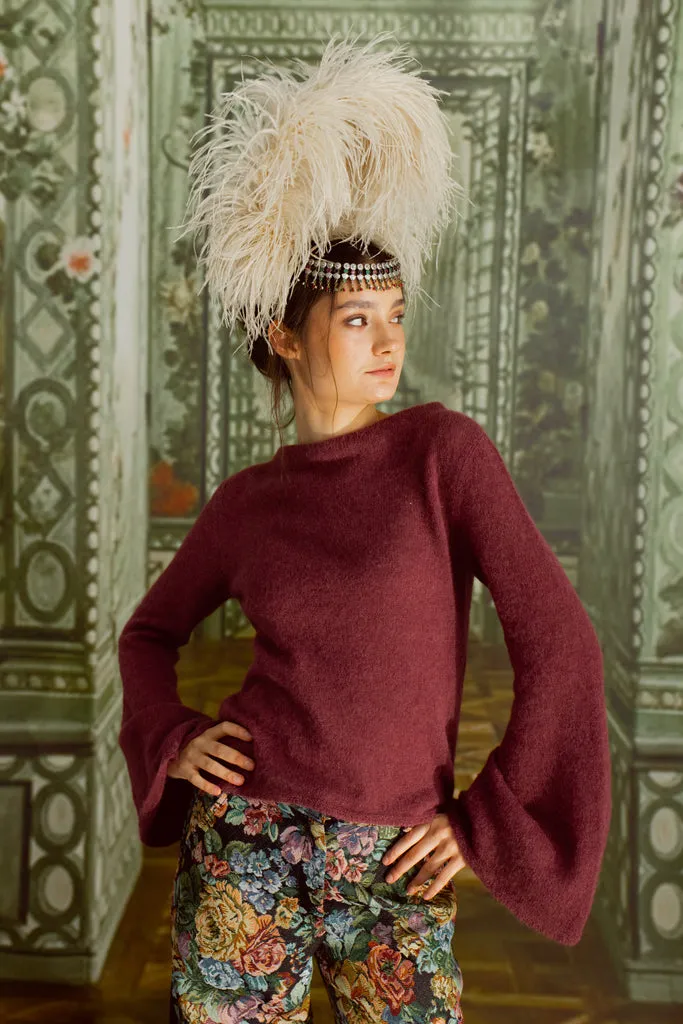 Flagelus Ruby Hug Top bluza bumbac burgundy