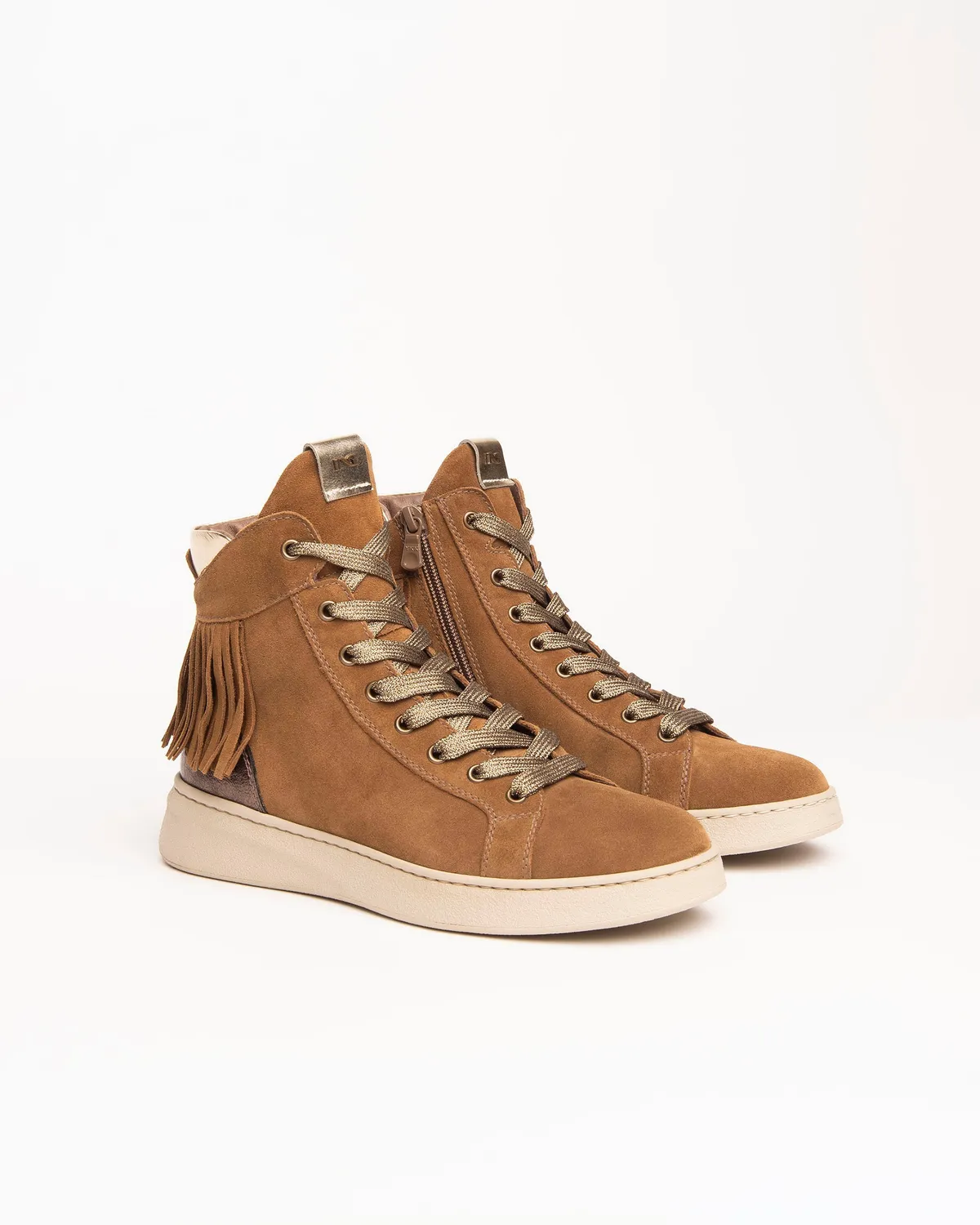 NeroGiardini sneakers inalti piele dama cu franjuri
