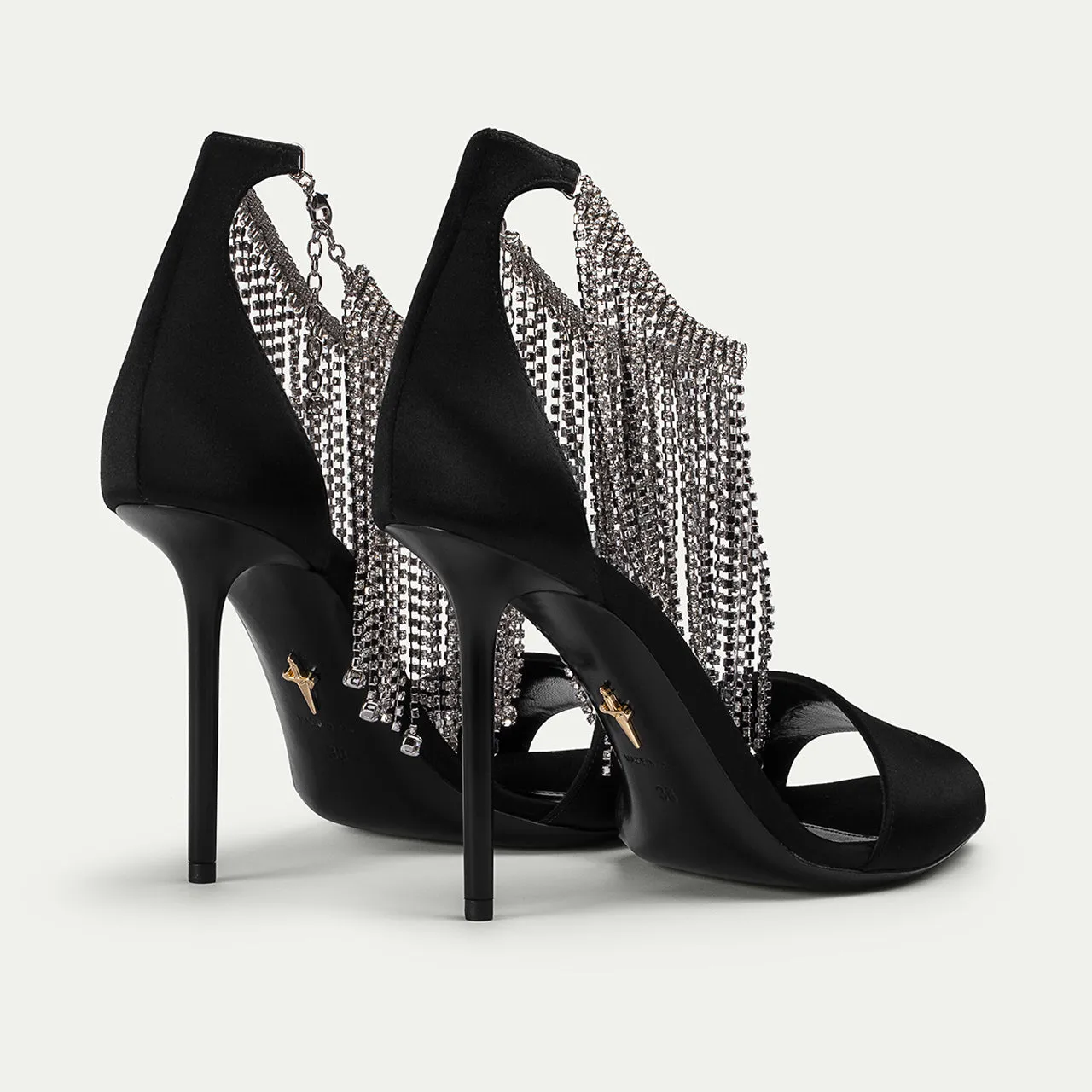 Cesare Paciotti Medea sandale dama negre satin toc 10 cm
