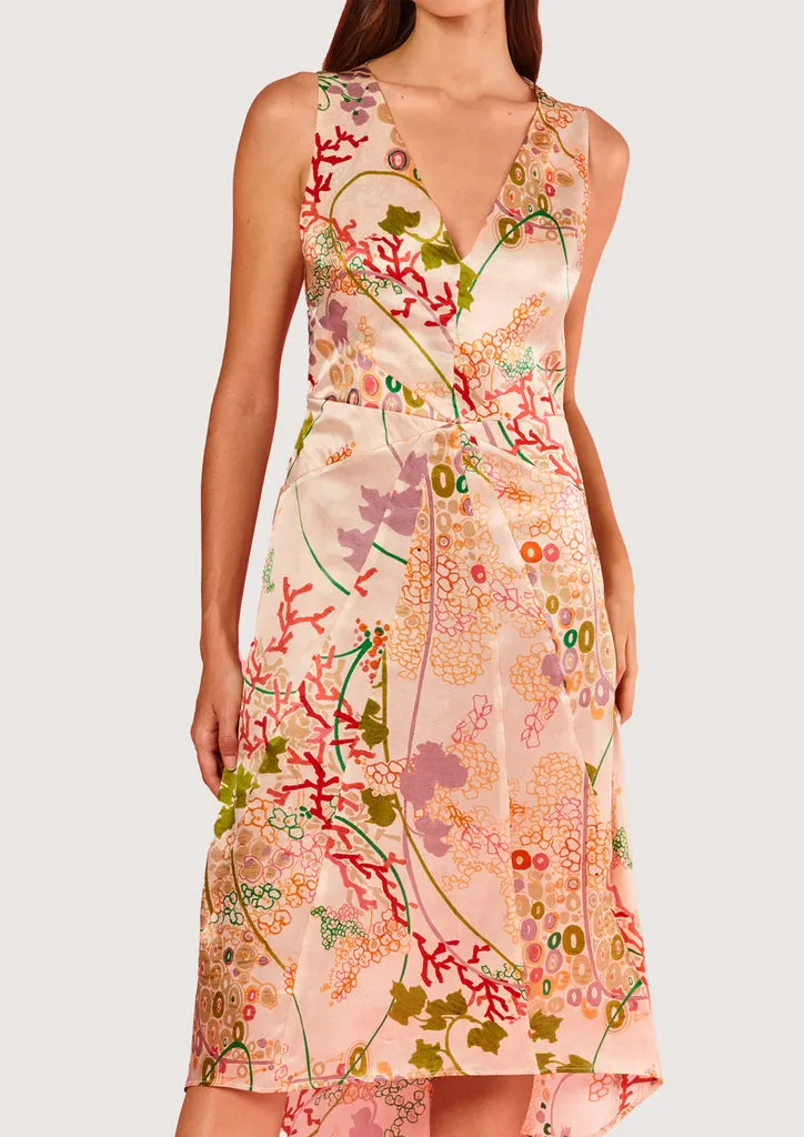 Flagelus Jeanne Tennis rochie midi matase multicolor