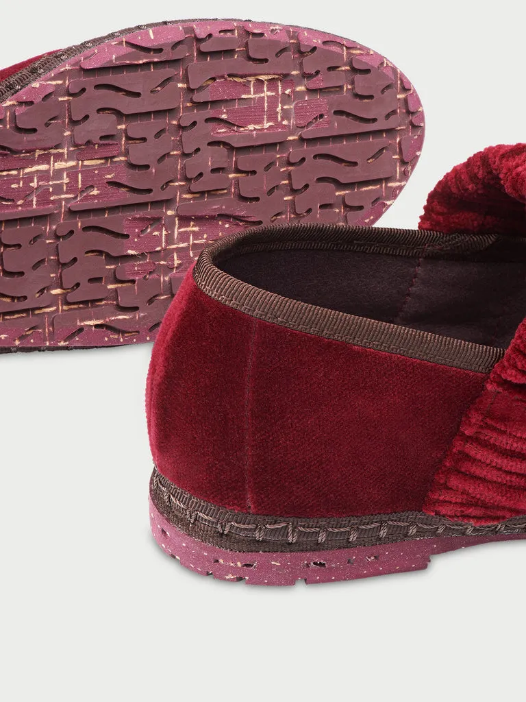 Flagelus Mafalda pantofi burgundy catifea bumbac