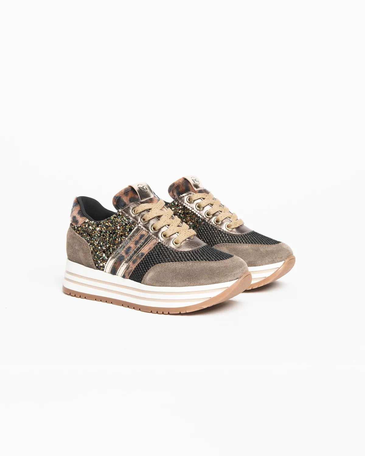 NeroGiardini Teens sneakers piele intoarsa sclipici