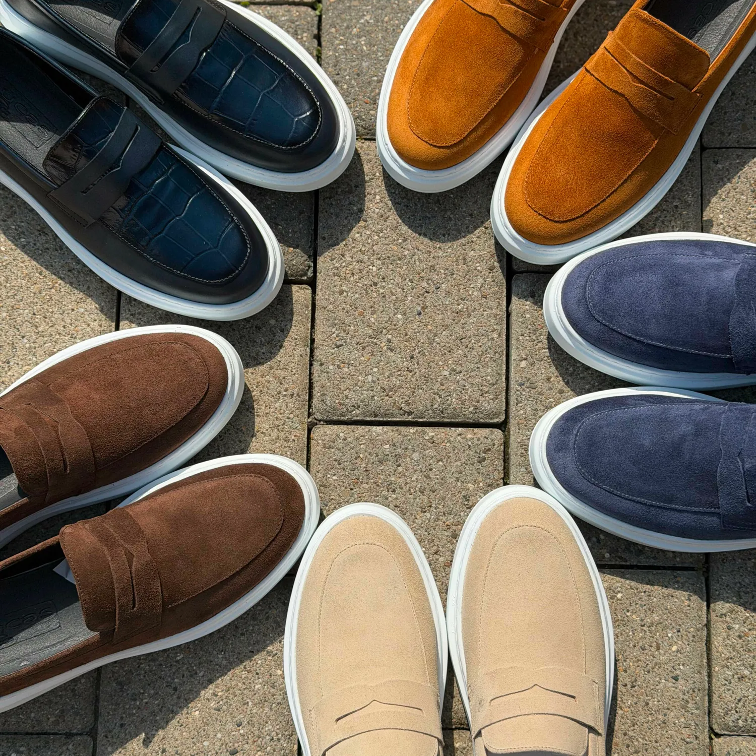 Lucas Shoes Ezra Blue Velur mocasini piele