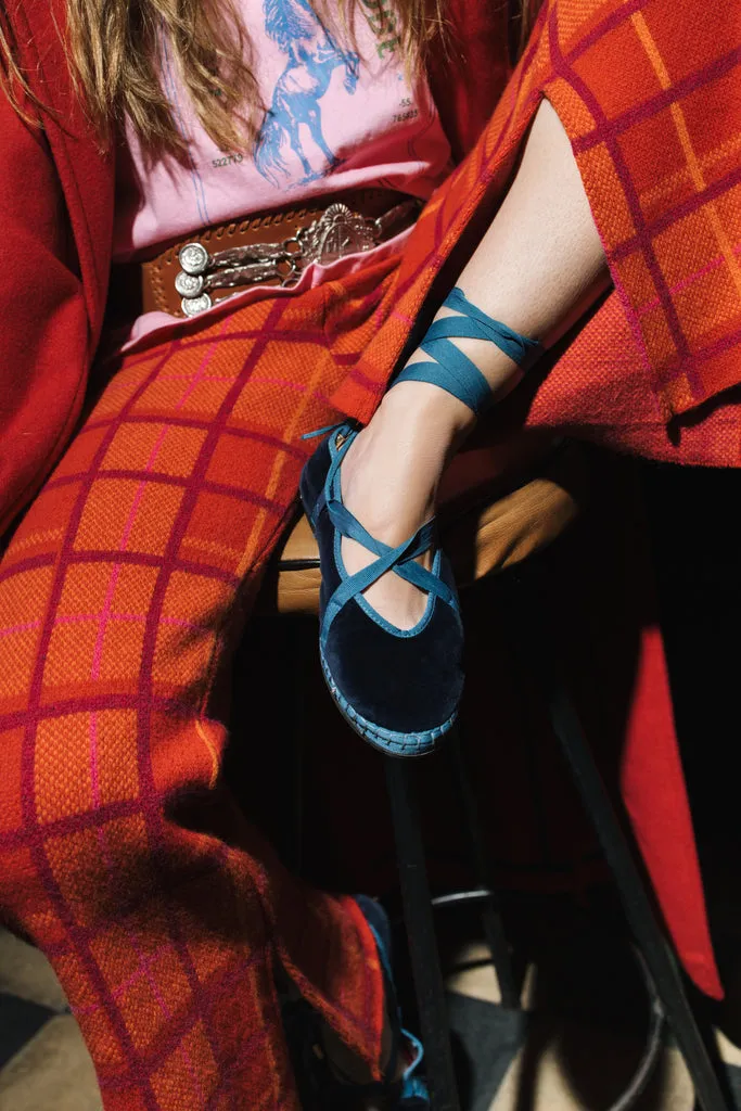 Flagelus Ribbon Montague pantofi bleumarin catifea