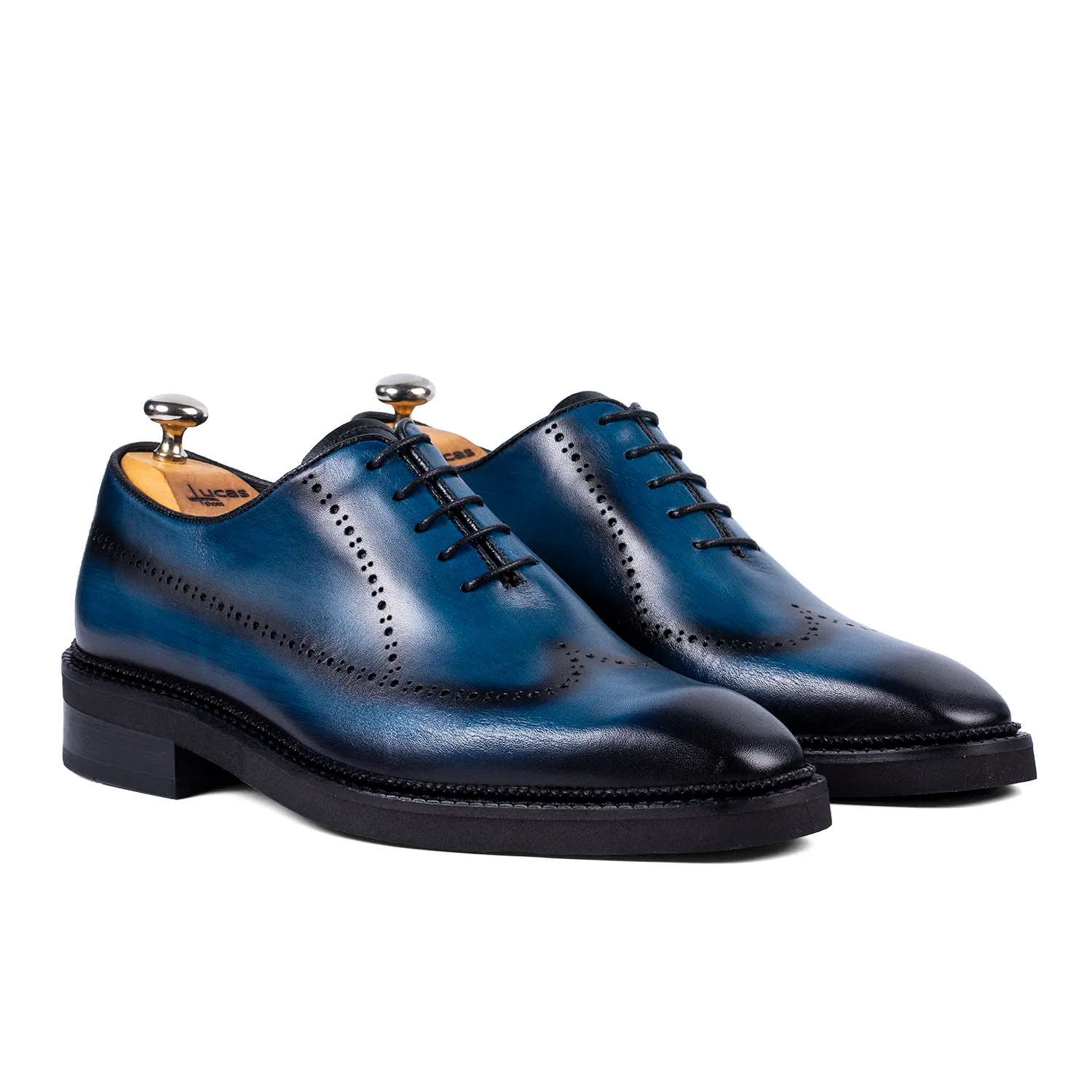 Lucas Shoes Elegant 906 pantofi barbati azurro patina piele