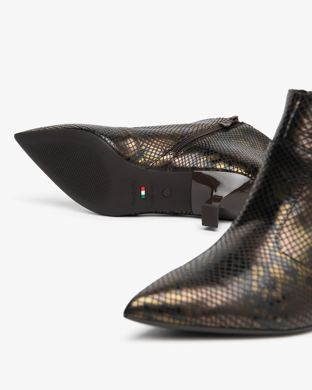 Botine Dama NeroGiardini Piele Toc 5,5 cm Imprimeu Sarpe
