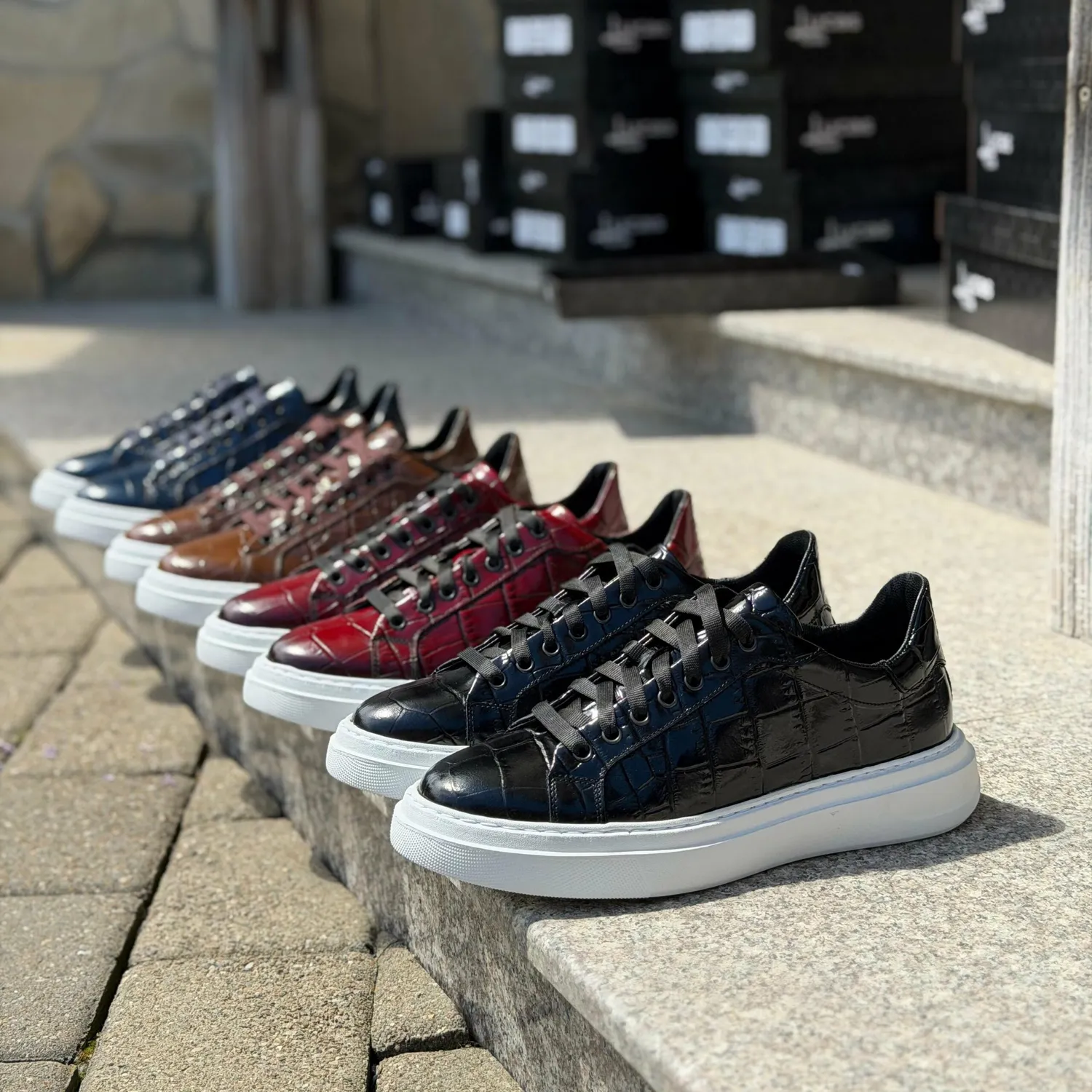 Lucas Shoes 510 Chile sneakers maro croco piele