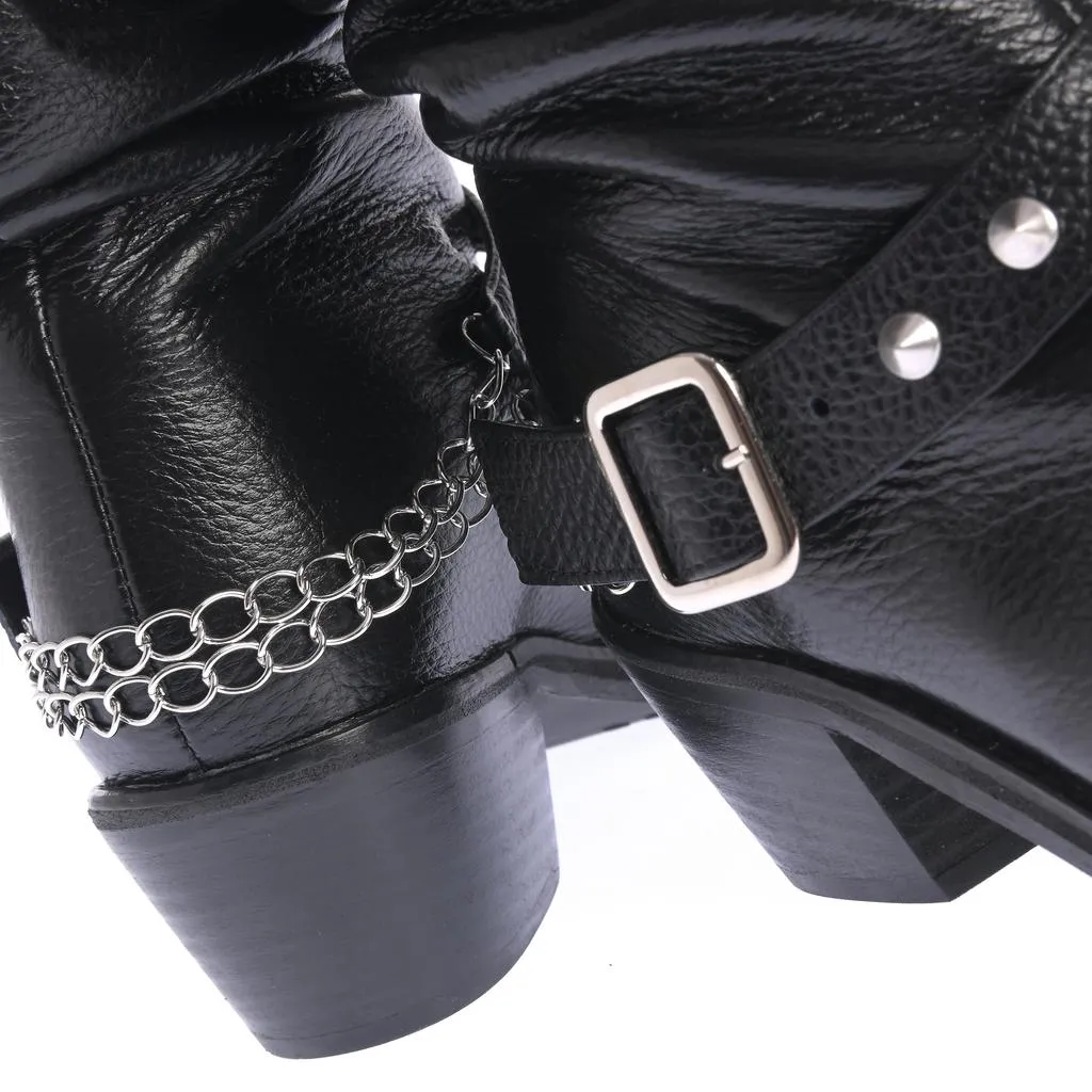 Ana Urbana Shoes Janis ciocate negre piele toc gros