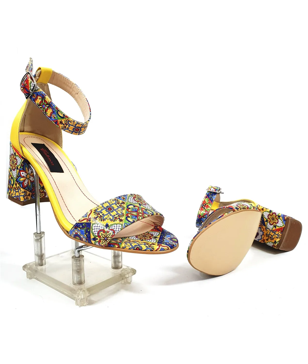 Catinca Shoes S10 GM3D sandale dama galbene mozaic 3D