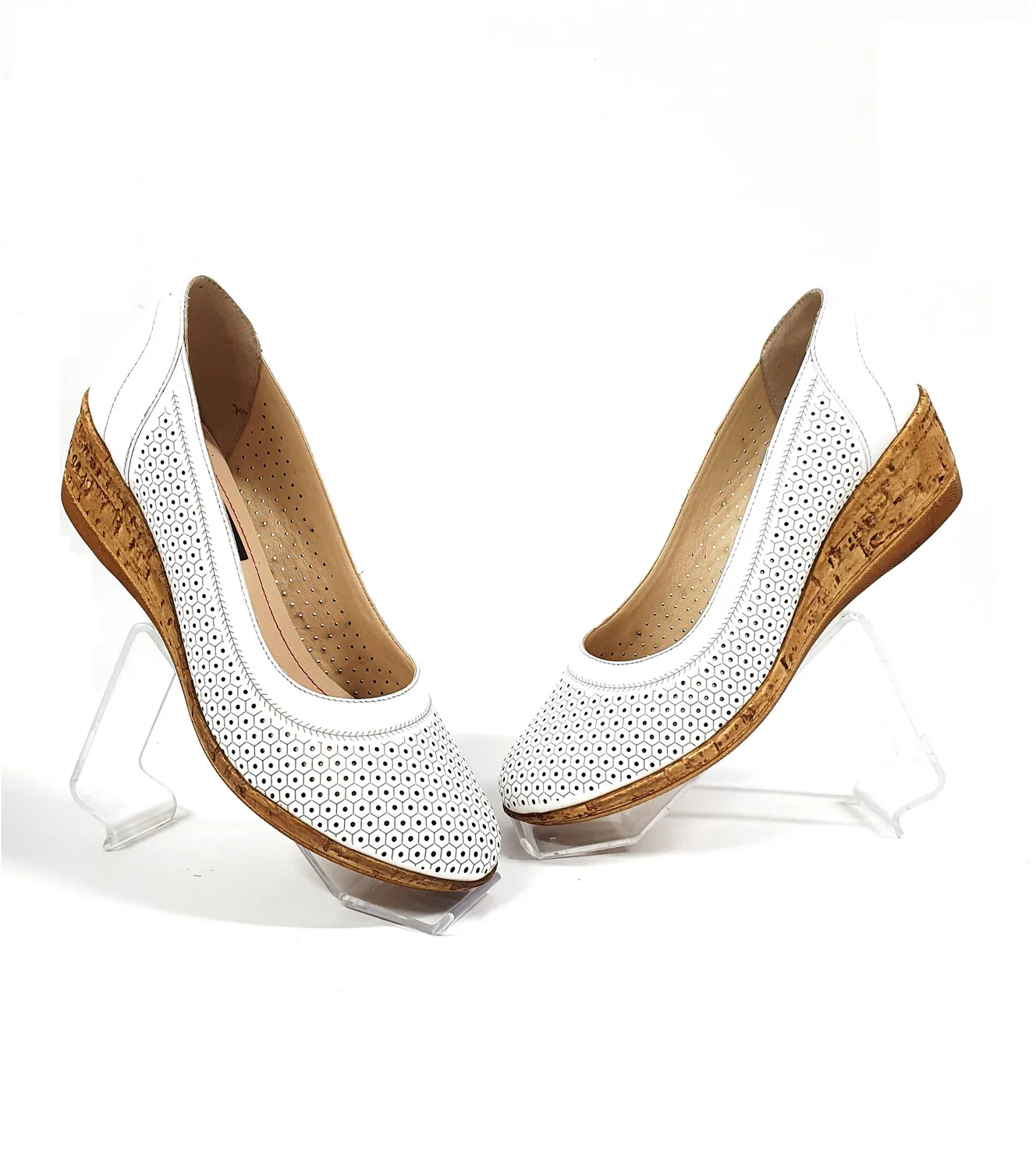 Catinca Shoes T2 A pantofi perforati piele naturala albi