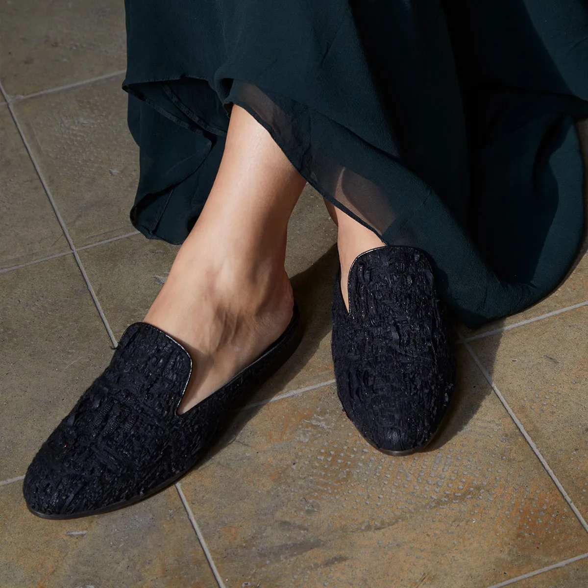 Cecilia Bringheli Ravello mules bouclé gri inchis