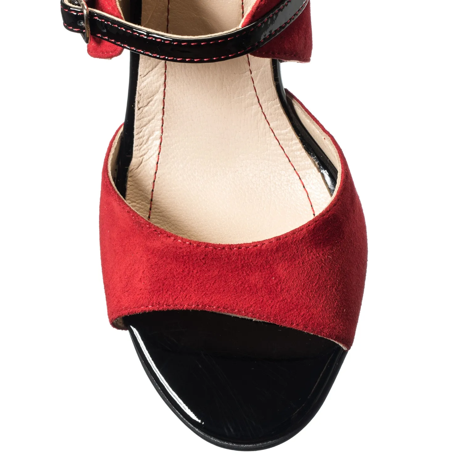 Catinca Shoes S101 RANL sandale piele naturala rosu negru
