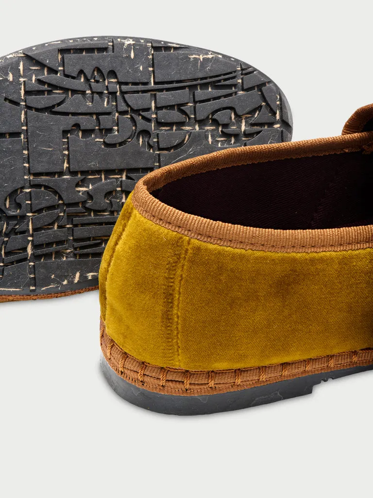Flagelus Sophie Mustard pantofi Mary Jane mustar catifea