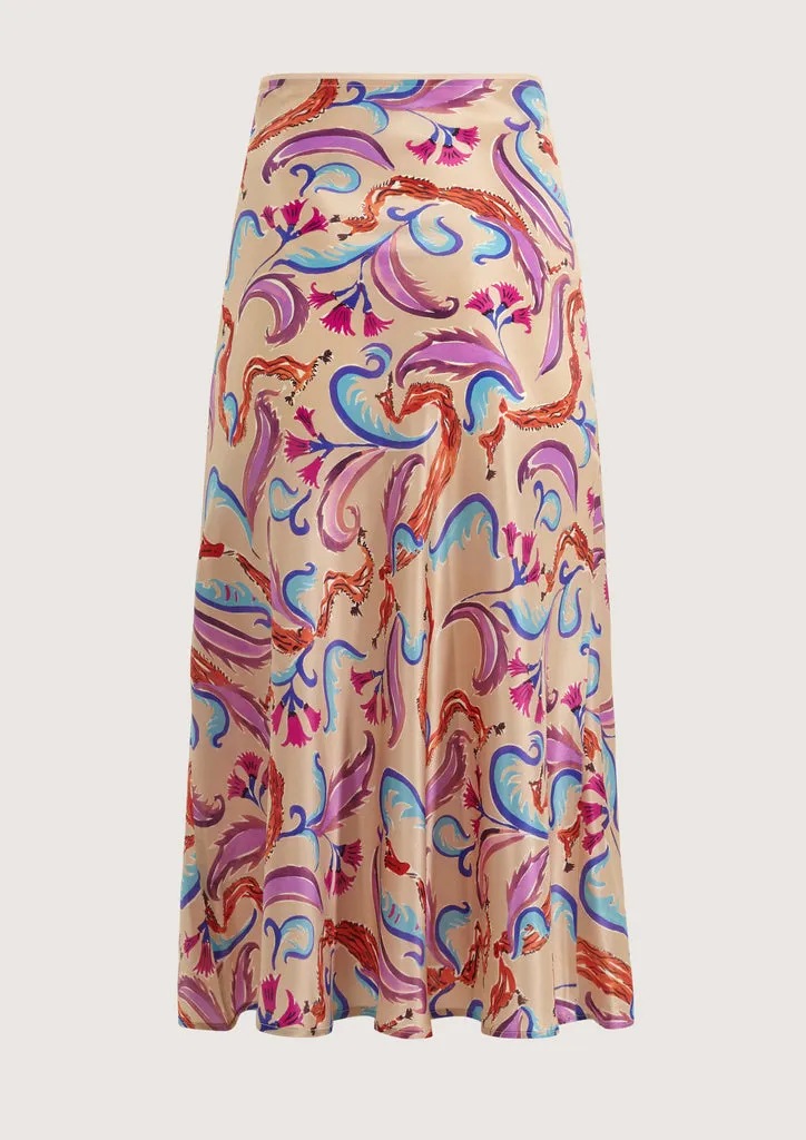 Flagelus Cristobal Roller Nude Skirt fusta midi matase