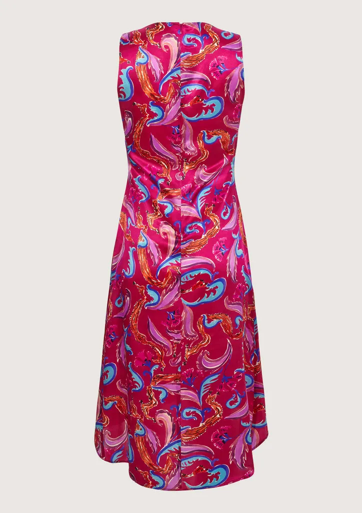 Flagelus Cristobal Tennis Pink rochie matase midi