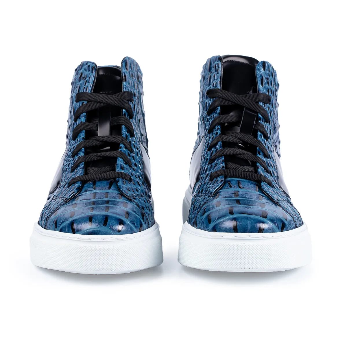 Lucas Shoes 855 Croco Blue ghete barbati albastre piele