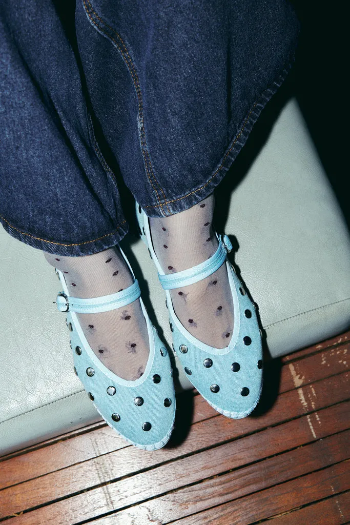 Flagelus Mae Silver Light Denim balerini denim