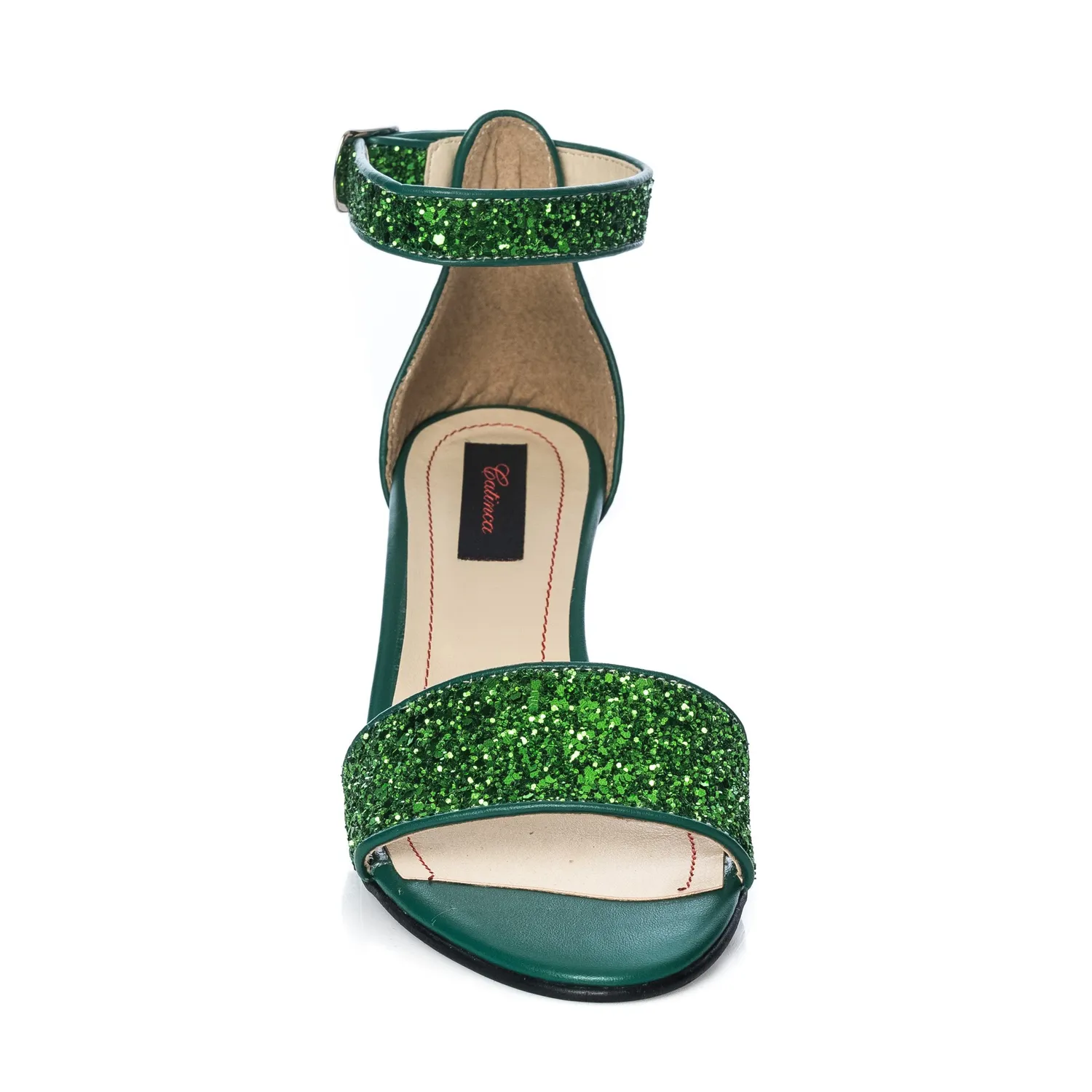 Catinca Glitter Verde S7 GV sandale dama verde piele naturala