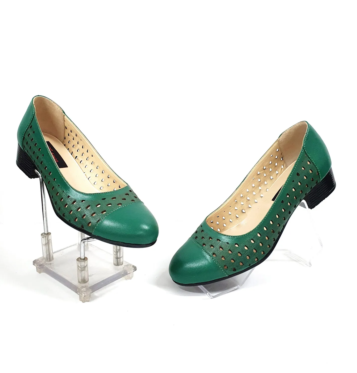 Catinca Shoes T11 V pantofi dama piele verde perforati
