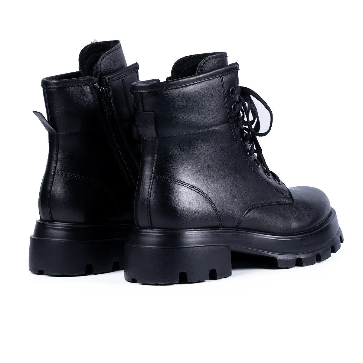 Lucas Shoes 401 ghete femei negru piele naturala iarna