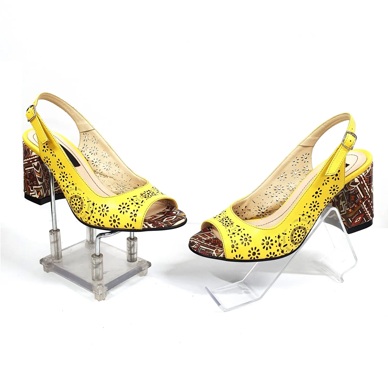 Catinca Shoes P29 GTMT sandale dama piele naturala galben toc