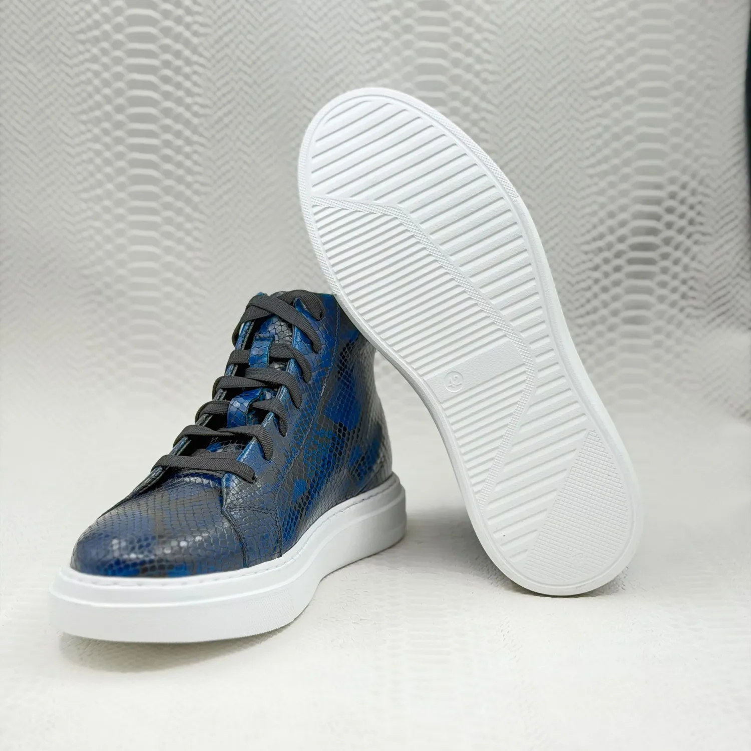 Lucas Shoes 855 A Snake ghete blue piele naturala
