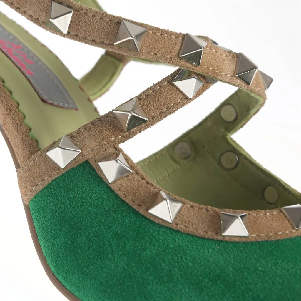 Ana Urbana Shoes Tampa pantofi piele verde-maro