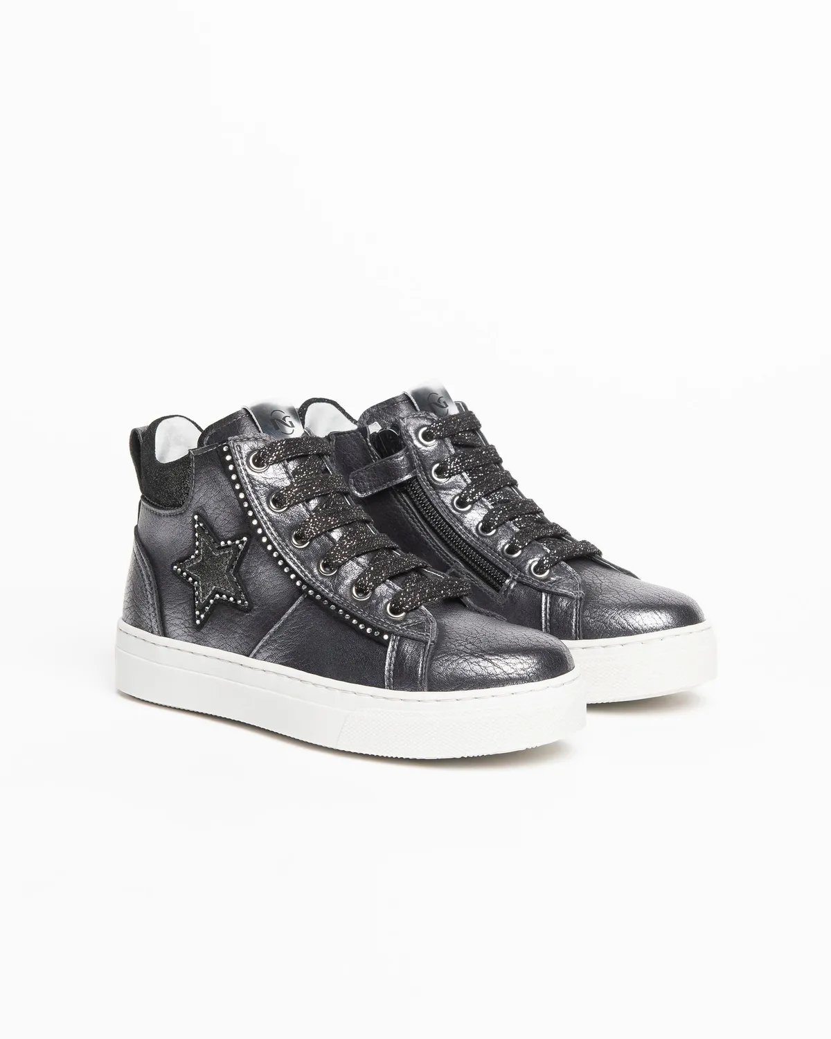 Sneakers NeroGiardini fete piele inalte fermoar