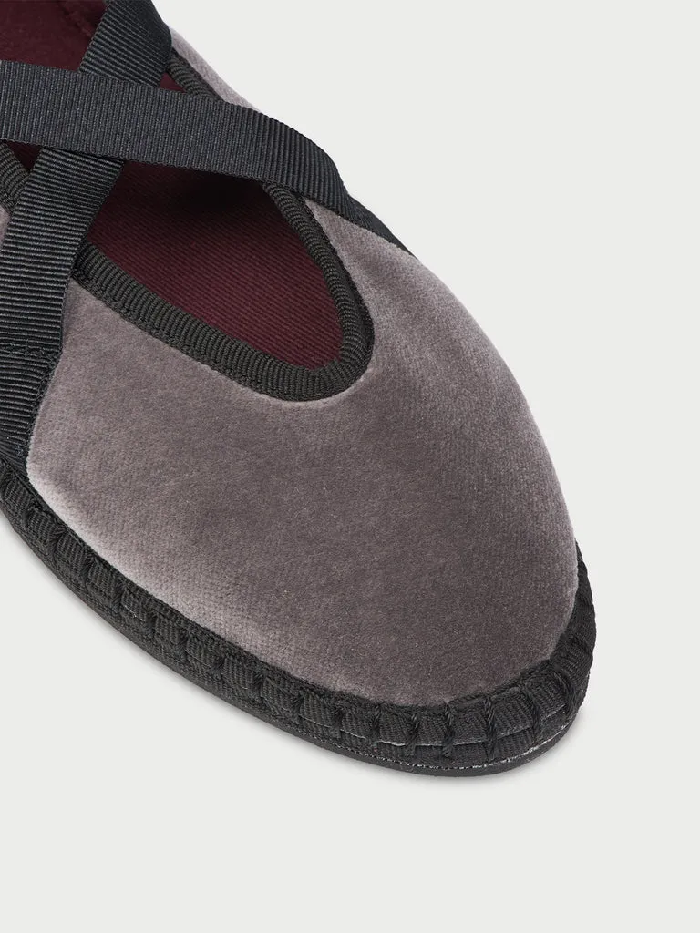 Flagelus Eichiro Velvet Ribbon pantofi gri catifea