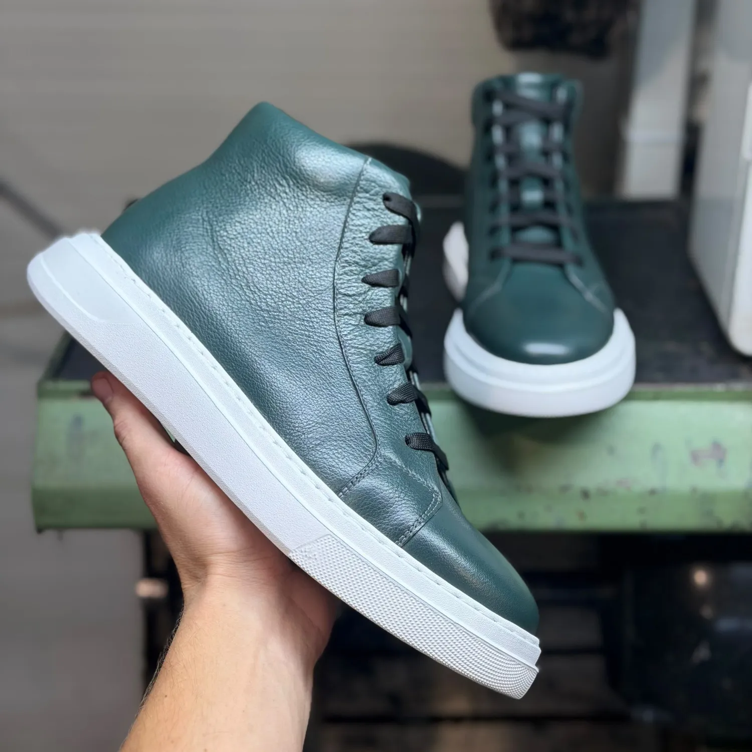 Lucas Shoes 855 A Bizon Verde ghete piele naturală
