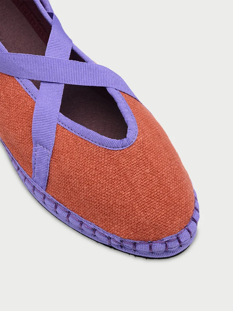 Flagelus Ribbon Linen Teja espadrile portocaliu