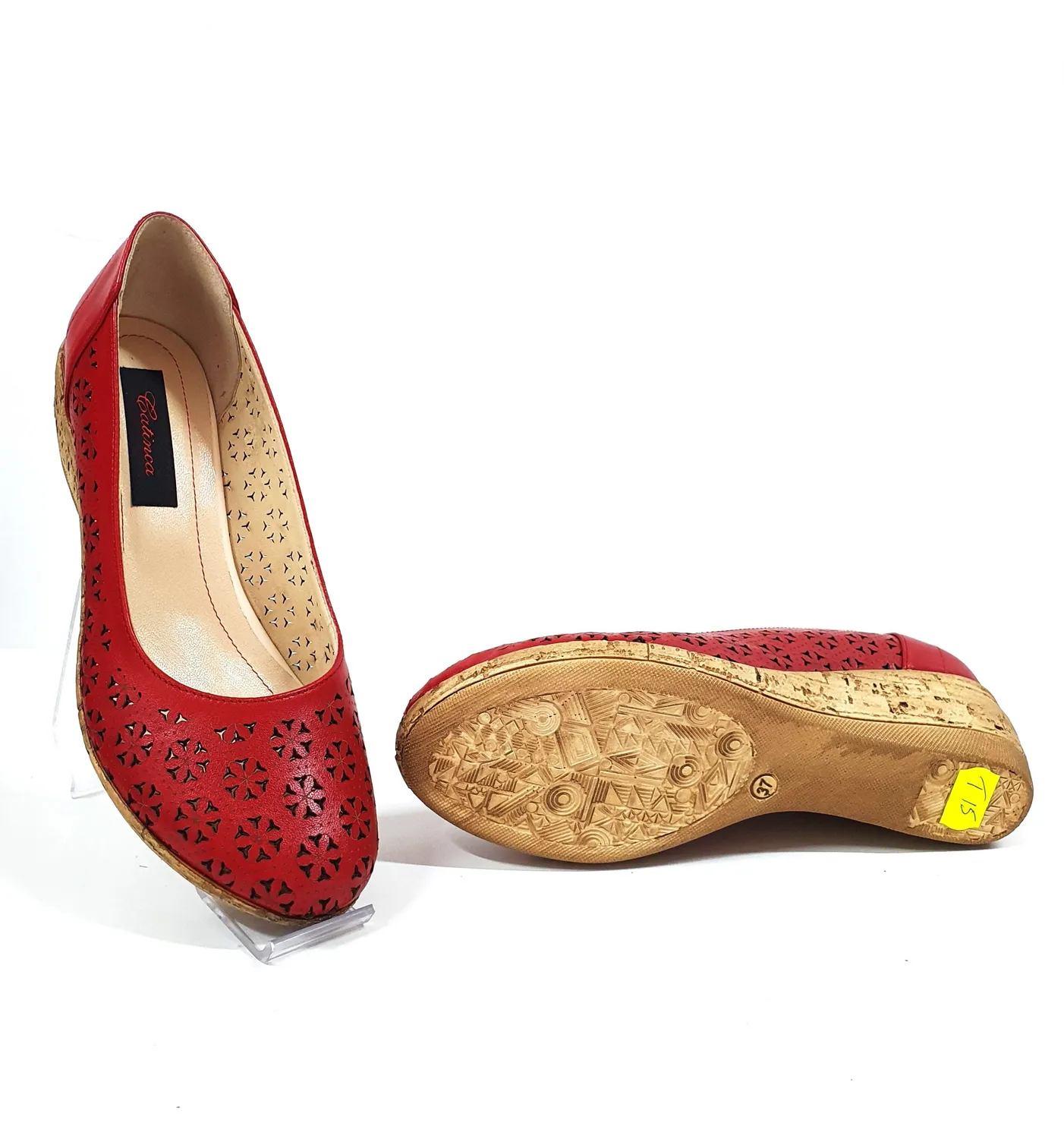 Catinca Shoes T15 R pantofi dama rosii perforati piele