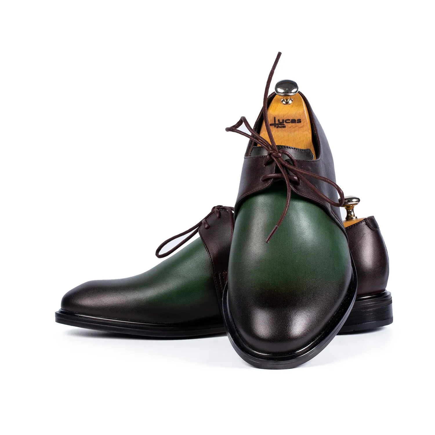 Lucas Shoes Arca Derby pantofi maro-verde piele