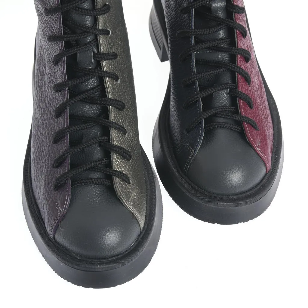 Ana Urbana Shoes Ramona bocanci mov piele texturată