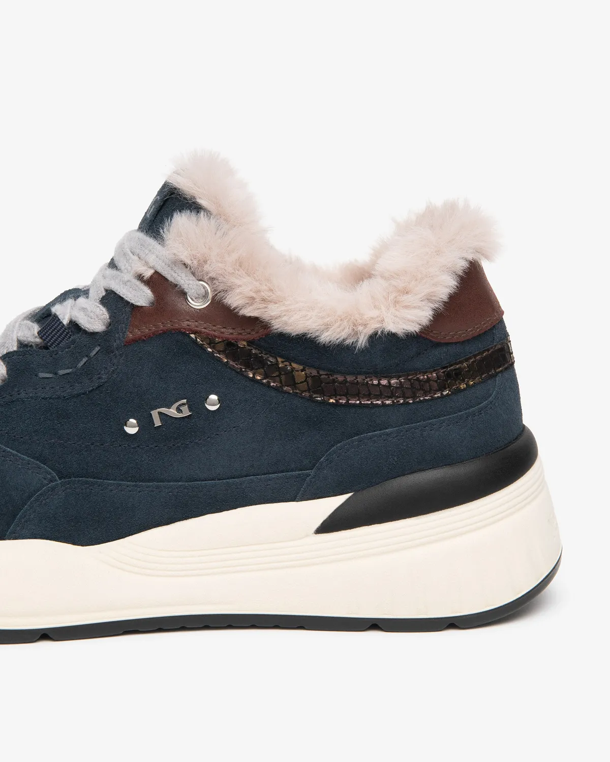 NeroGiardini sneakers dama piele intoarsa cu blana