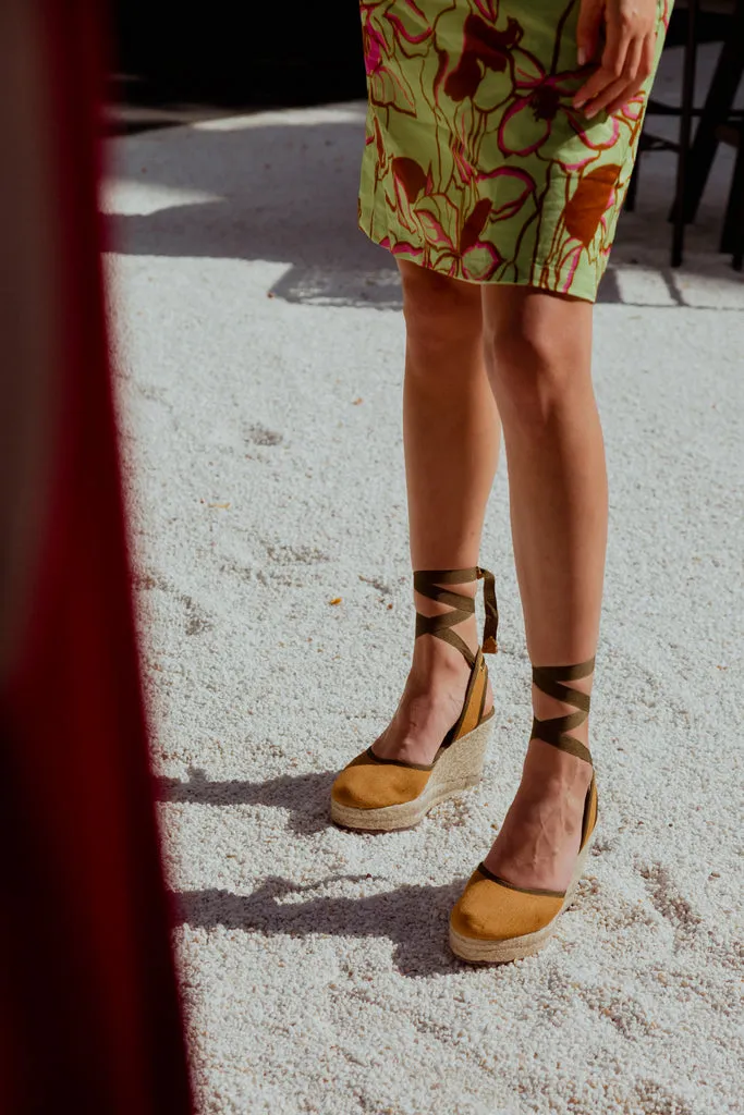 Flagelus Fiesta Mustard espadrile mustar cu snur