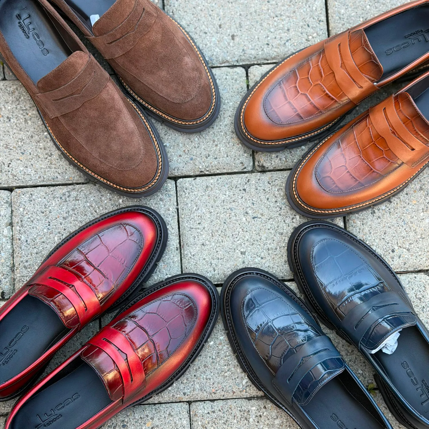 Mocasini Lucas Shoes Ezra Ukr Croco Blue piele