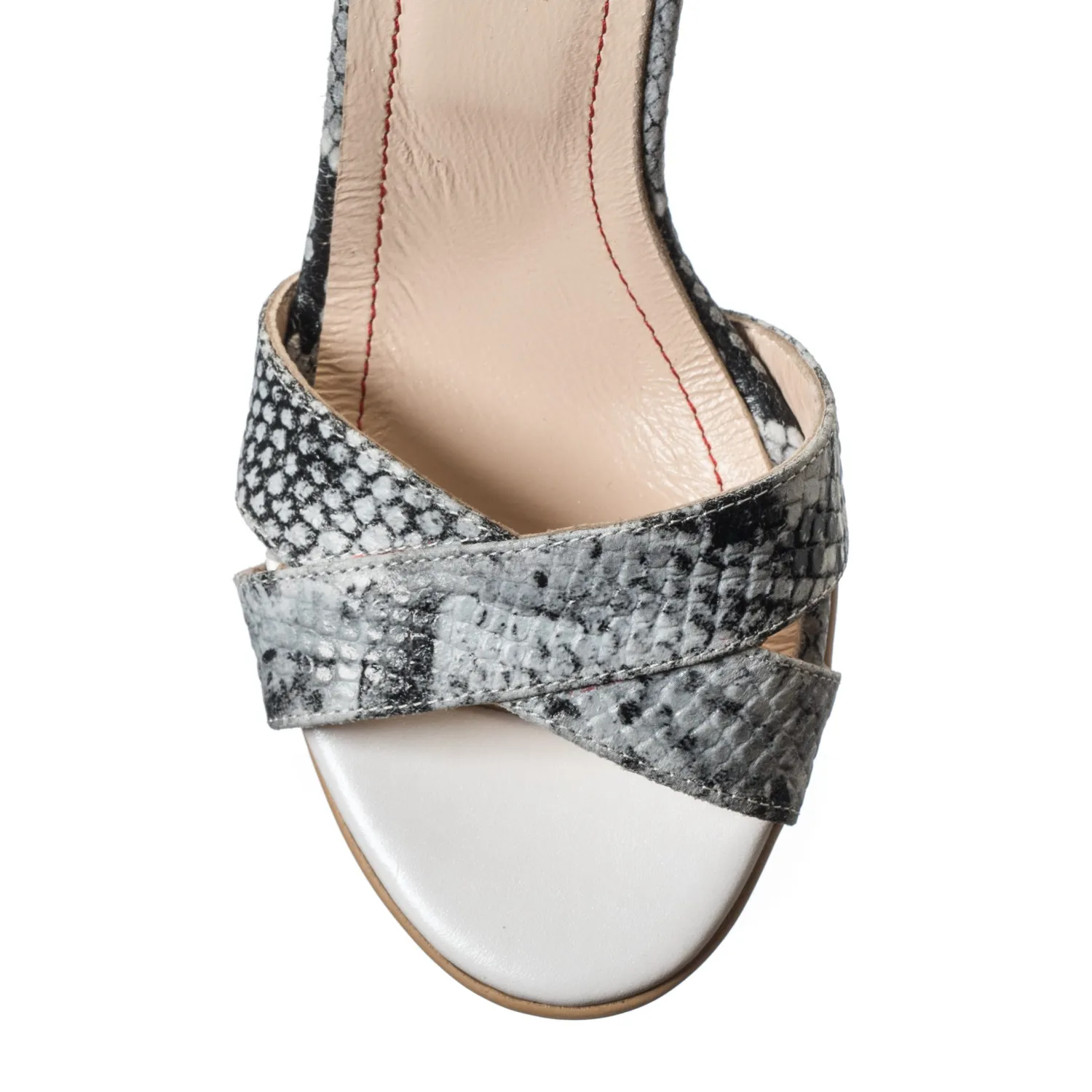 Catinca Shoes S4 SAN sandale dama piele sarpe alb negru