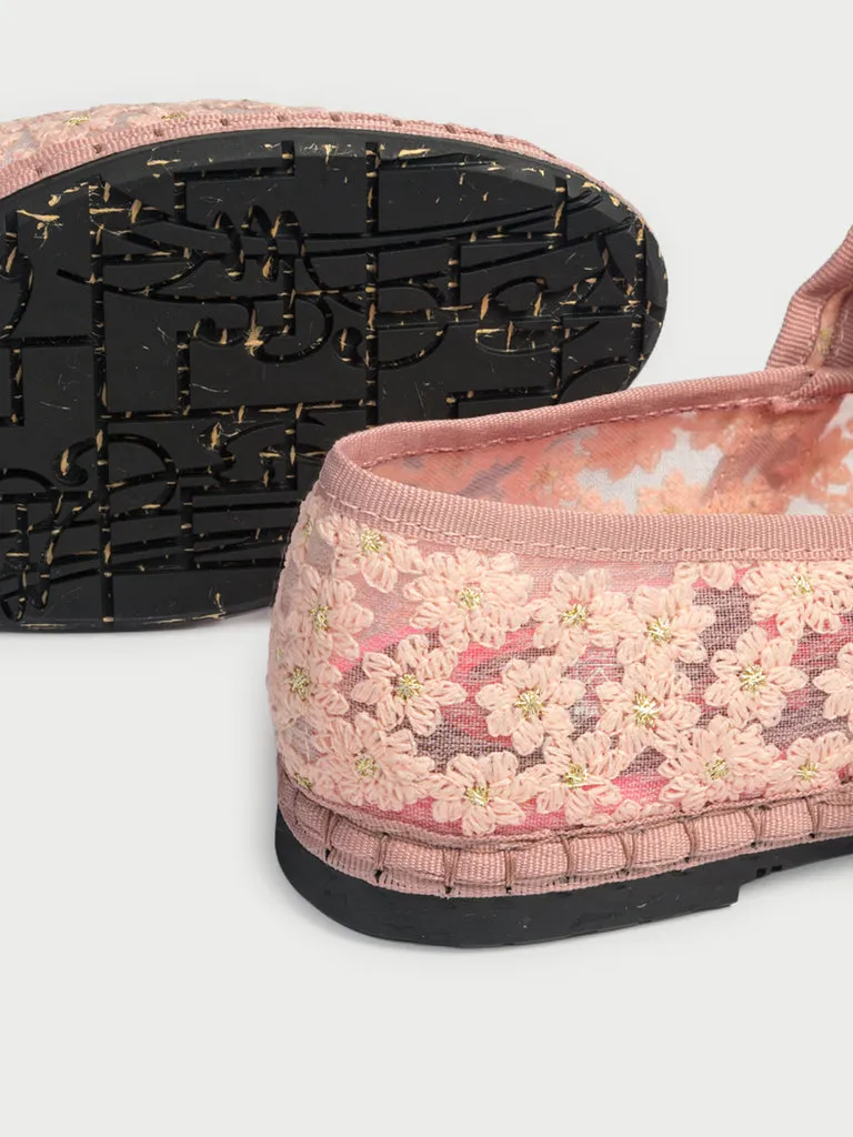 Flagelus Pierre Marguerite Pink balerini roz floral din plasa