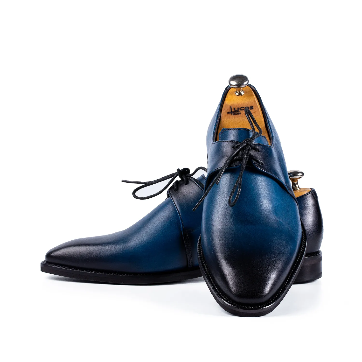 Lucas Shoes Elegant Derby Arca pantofi albastru piele naturala