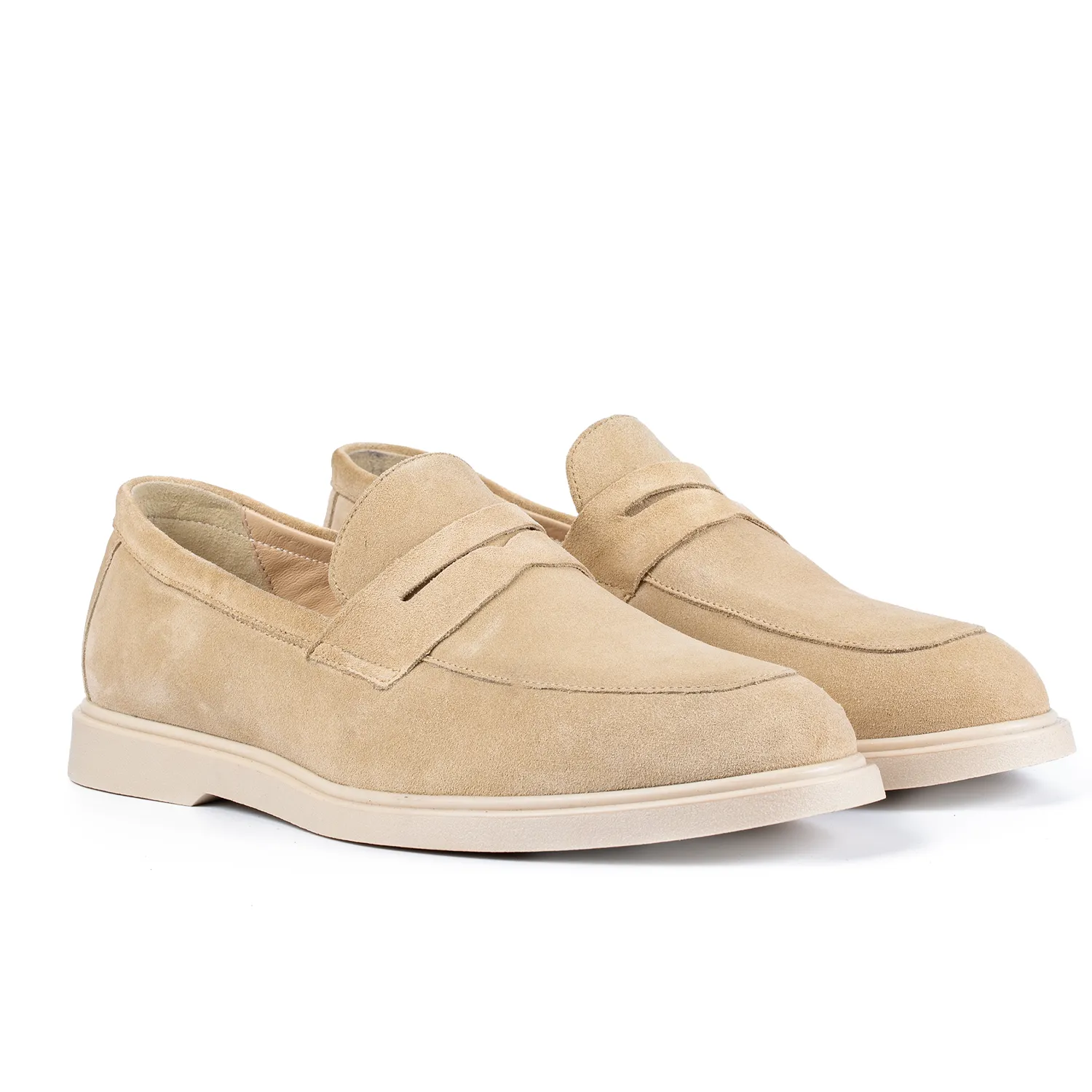 Lucas Shoes Ezra mocasini bej velur piele naturala