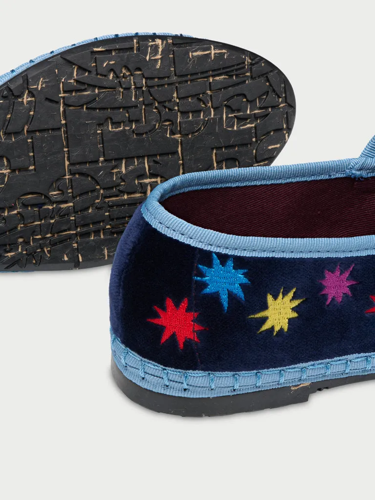 Flagelus Royal Stardust Blue pantofi Mary Jane catifea albastra