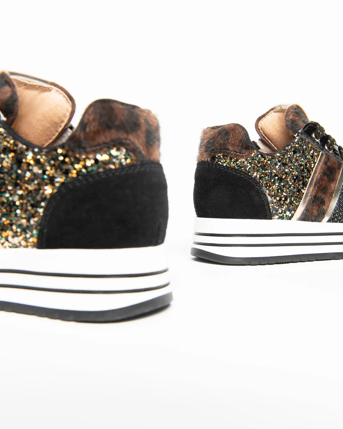 NeroGiardini Sneakers Fete Piele Intoarsa Glitter