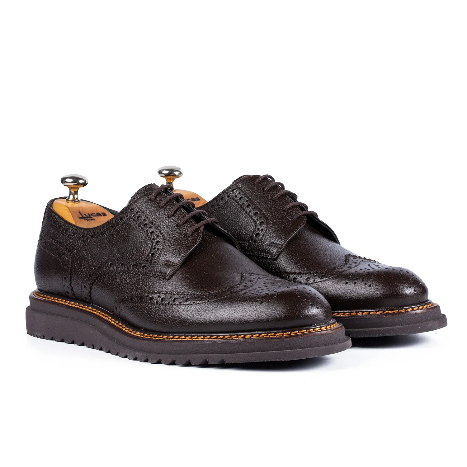 Lucas Shoes Casual 555 pantofi maro bizon piele pictata
