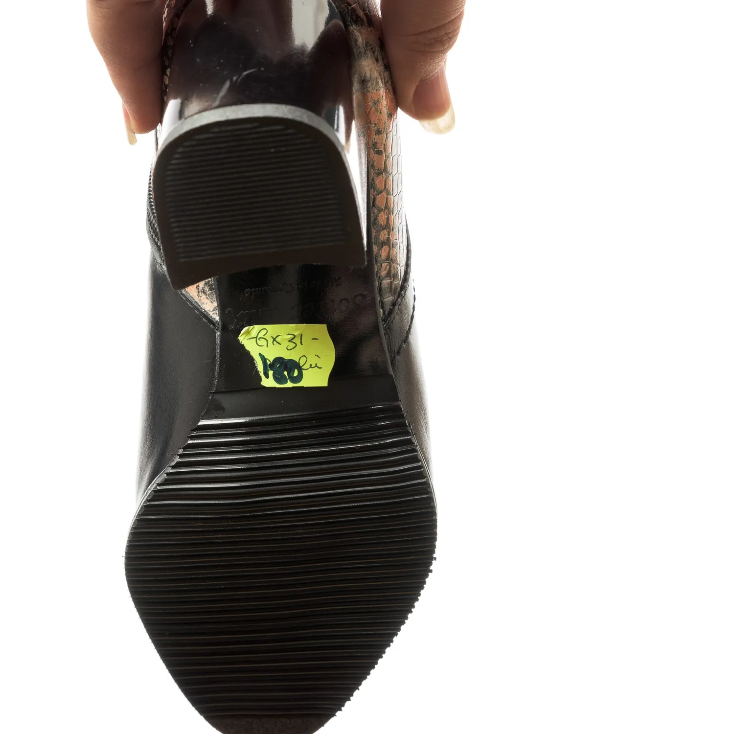 Catinca Shoes GX31 NBSG ghete piele negre sarpe galben