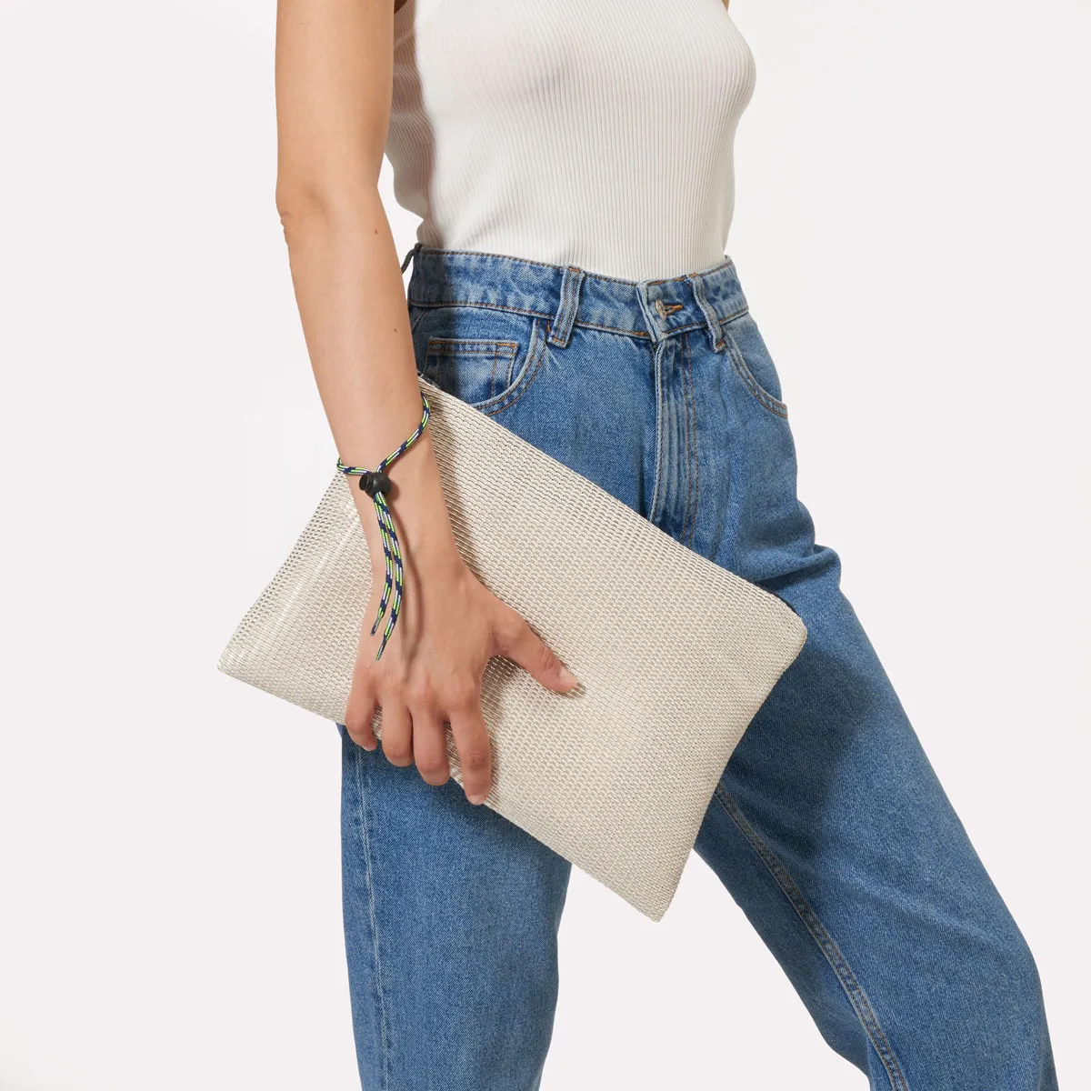 Cecilia Bringheli Ventiquattro clutch alb perlat metalizat