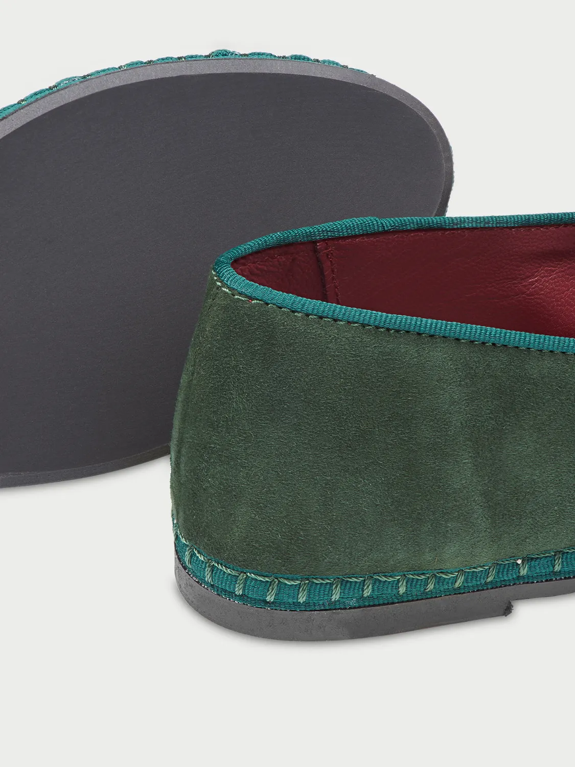 Flagelus Rita papuci piele intoarsa verde inchis