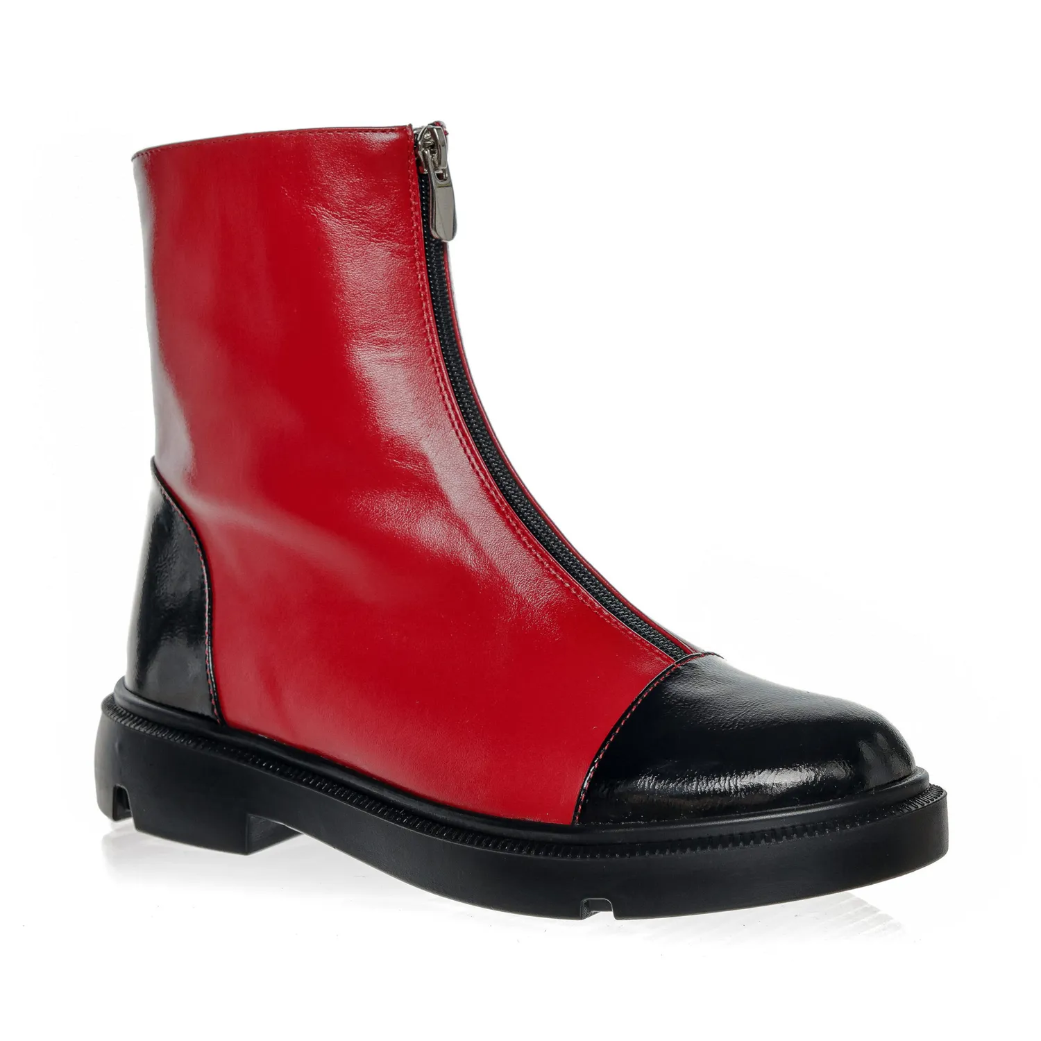 Catinca Shoes BC25 RBNL bocanci dama rosu negru piele