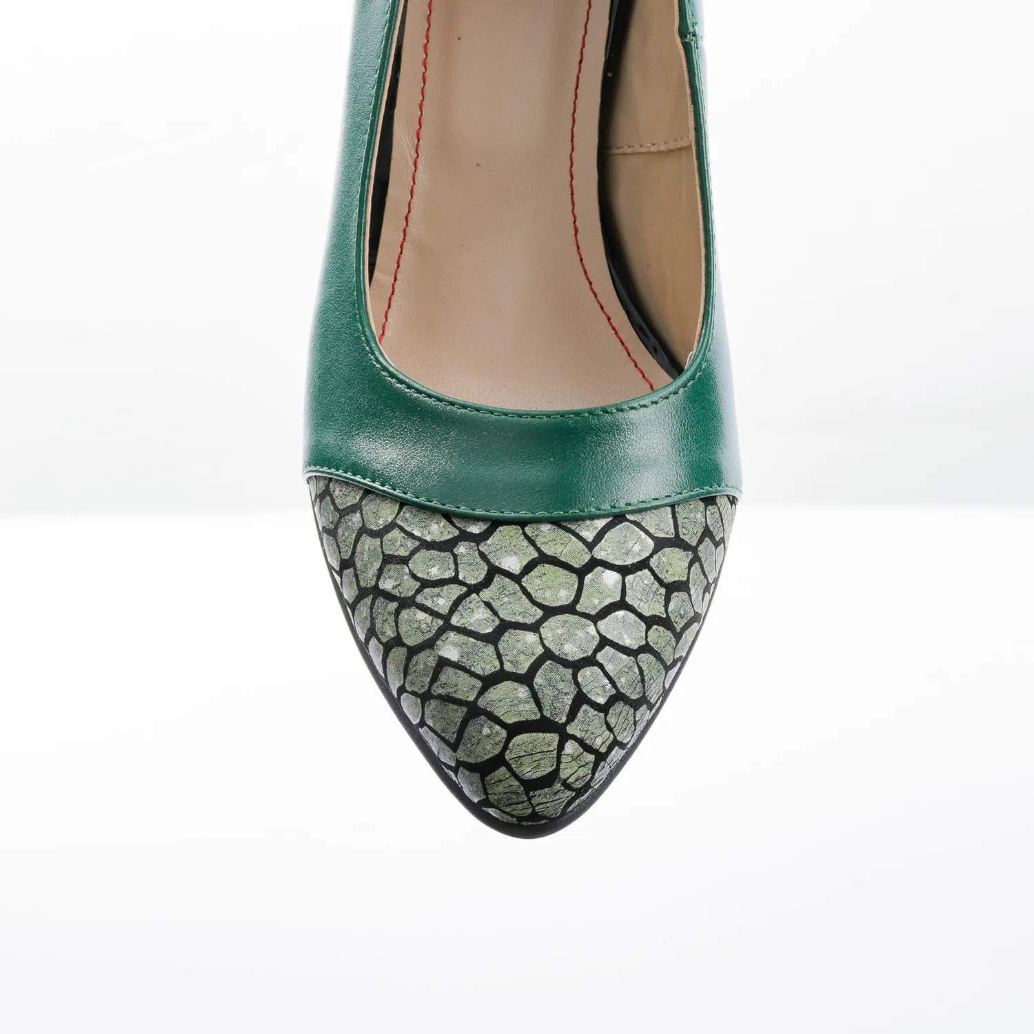 Catinca Shoes A73 VPV pantofi piele naturala verde pietre