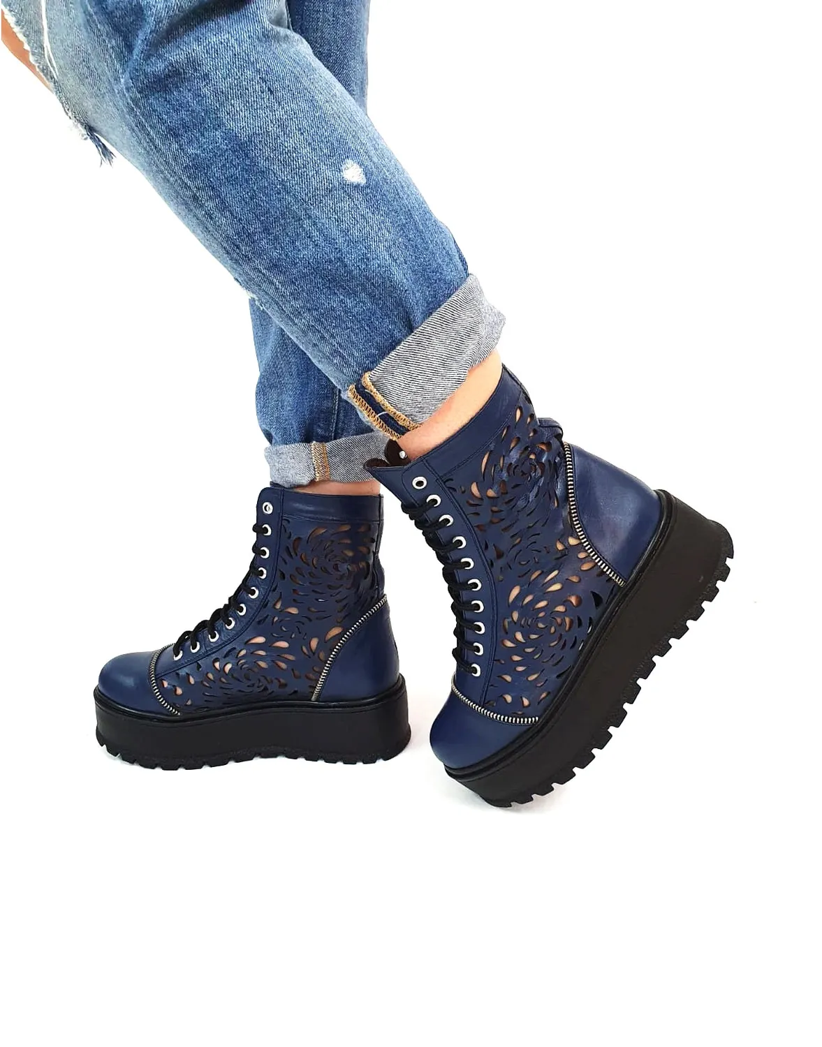 Catinca Shoes BV31 BB bocanci dama vara piele blue box